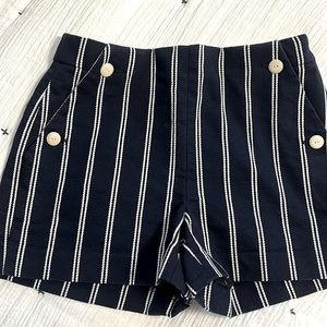 J.Crew high rise navy blue white stripe sailor short w/pockets sz 2